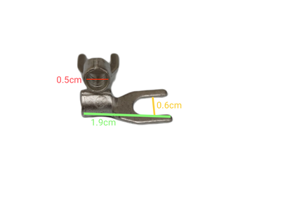 Y Terminal 5.5mm YC-10C electrical connector part with detailed size measurements on black background