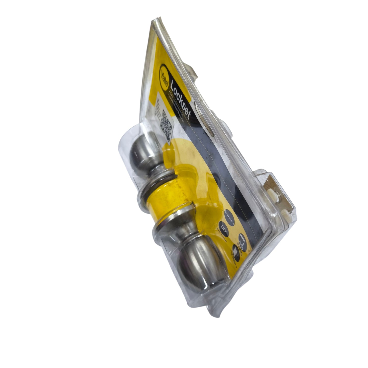 Yale Door Knob Entrance Lockset in Modern Stainless Steel Finish for Home Security