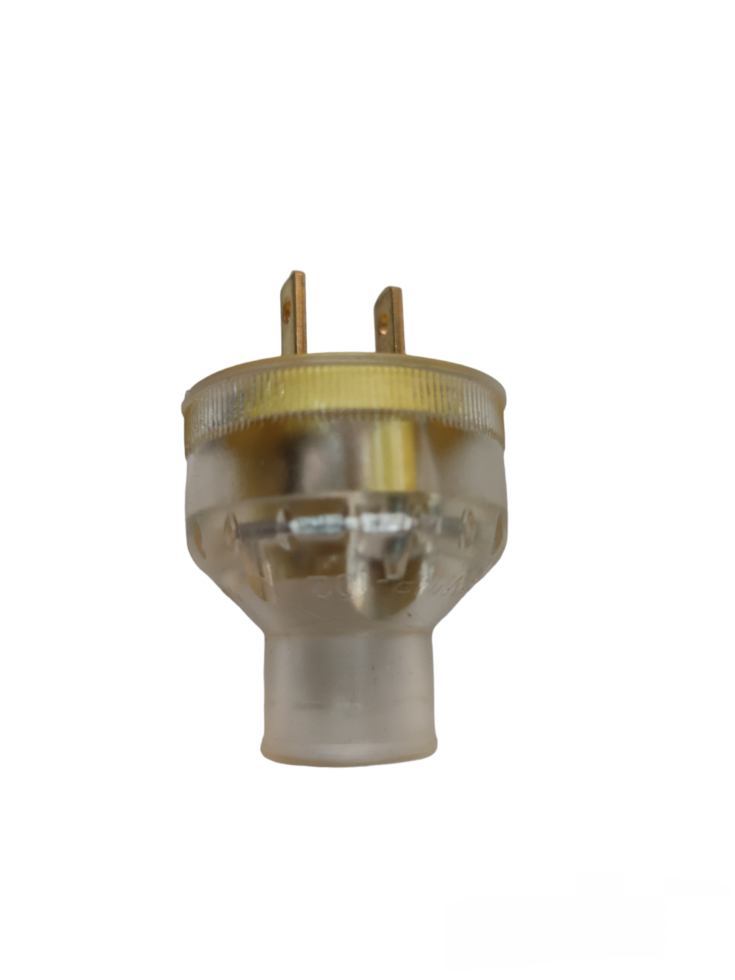 Omni transparent power plug with two metal prongs for electrical connection