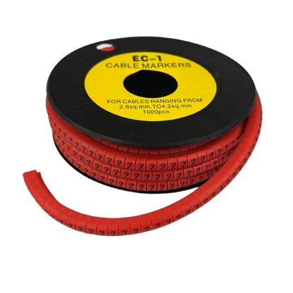 Grippes Z Marker Red 2.6mm to 4.2mm 1000pcs cable management markers on a black spool