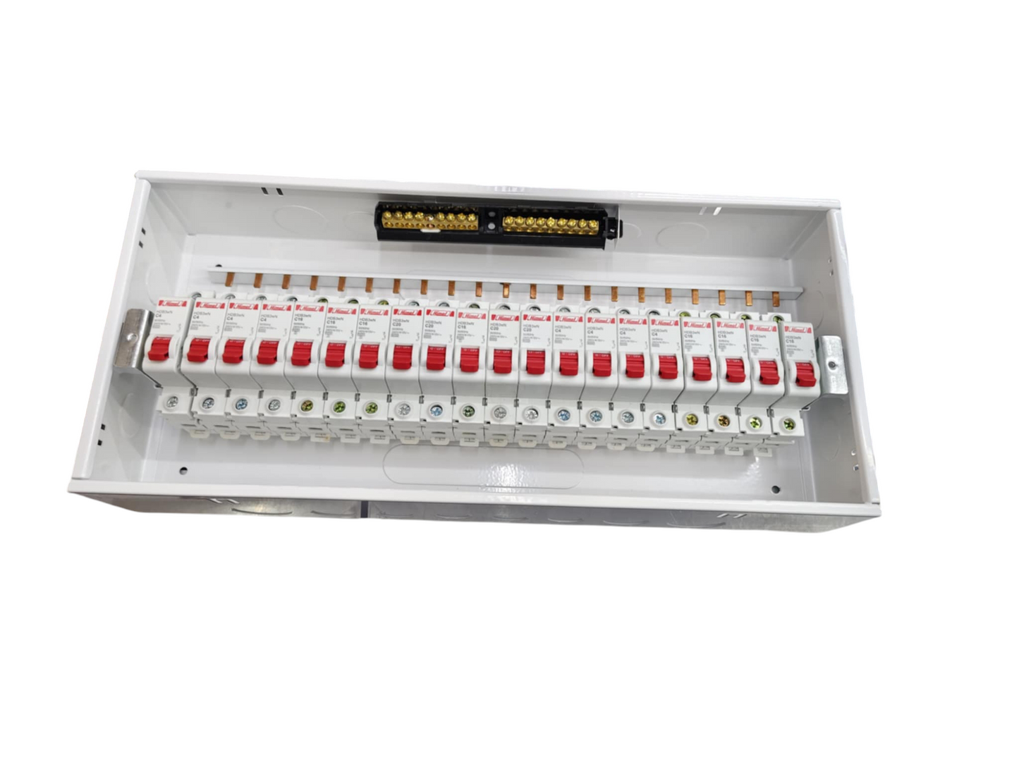 Himel & ZY 19 Branches 1 Pole Miniature Circuit Breaker electrical panel with red switches