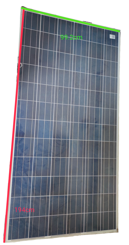 ZwitseRise 300W Solar Panel 1940 x 992 x 40 mm with grid pattern and dimensions marked