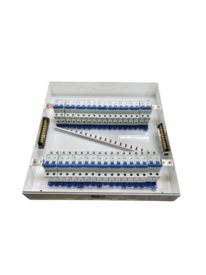Chint and ZY 50A 36 ways surface type panel box with dual rows of MCBs busbar and neutral terminals